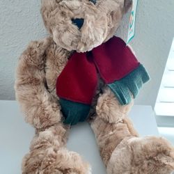 Chosun Int. Plush 18" Teddy Bear Brown Fluffy Stuffed Animal Red Scarf Holiday