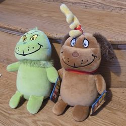 Dr. Seuss Grinch & Max Plush Squishy Soft Cuddly Comfy Figures Combo Set 