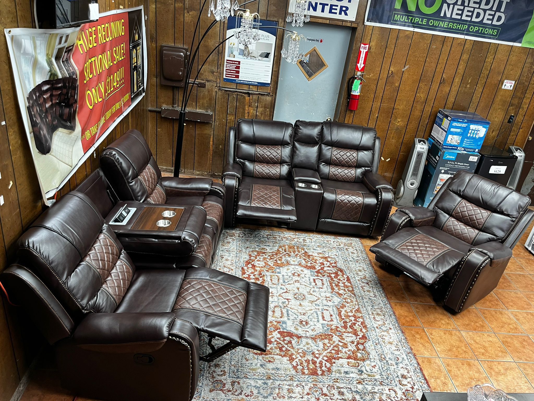 CLEARANCE SALE 3 Piece Recliner Sofa Loveseat and Chair Set $1349 DELIVERED TODAY