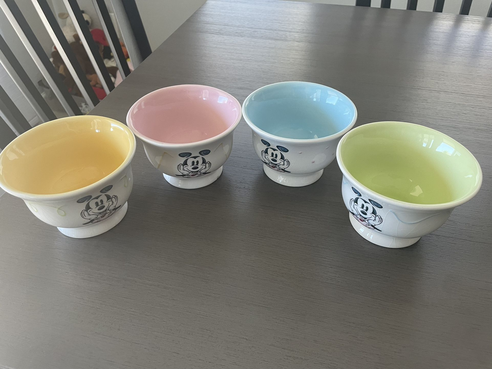 Vintage Disney Store China Mickey Mouse Ice Cream Sundae Bowls Set Of 4