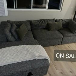 Modular Sectional Couch Sofa With Ottoman Grey