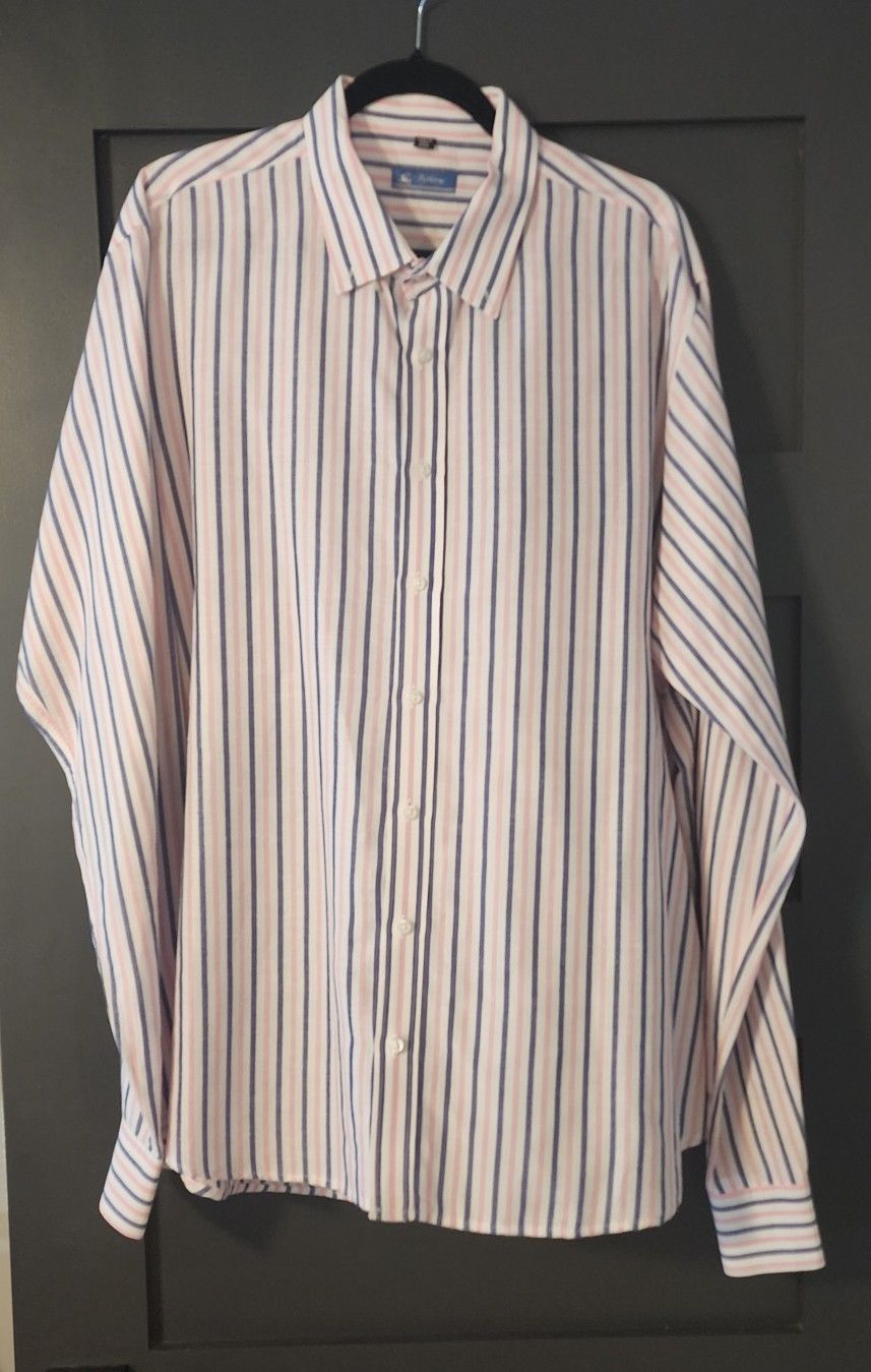 William Men's 3XL Button-Up Shirt- Linen Made In Italy