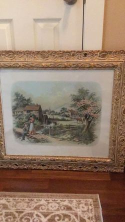 Vintage Framed Print Signed Chandler Vintage Art