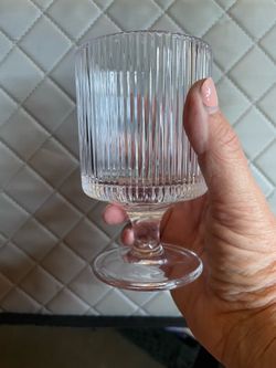 Clear Ribbed Glass Footed Goblet