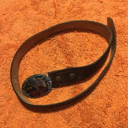 (#B) Vintage Belt Buckle 1987 Vietnam Vet Forgotten Hero and Leather Belt