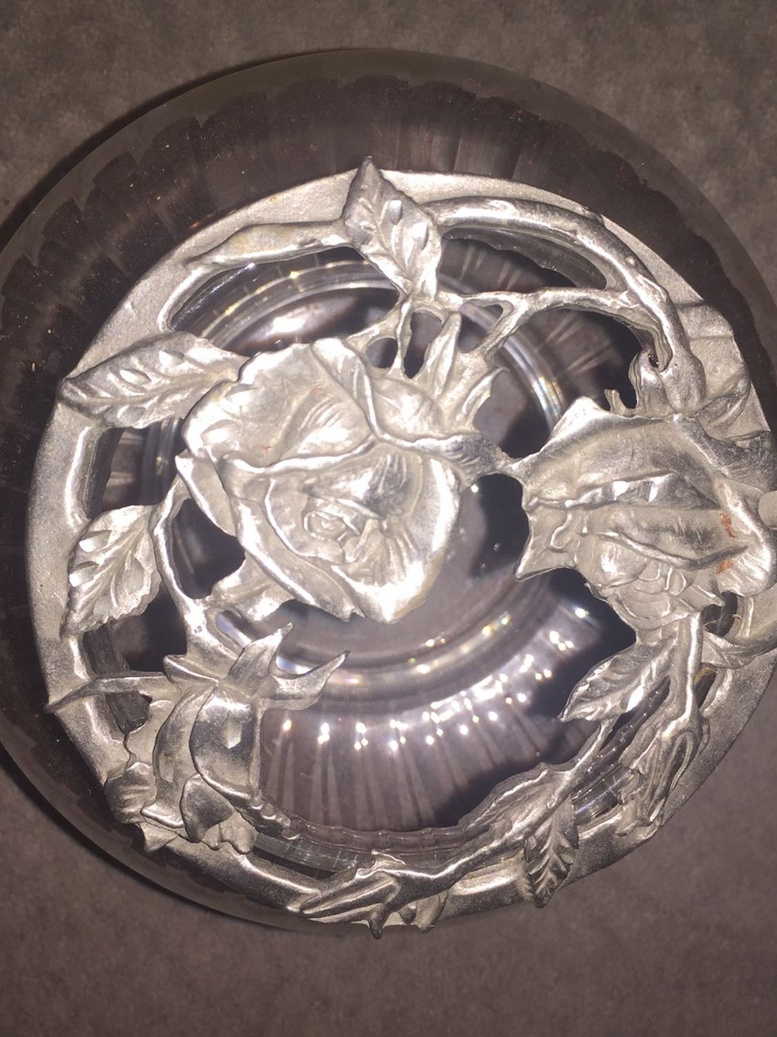 Rawcliffe Vintage Pewter Glass Jar Open Lid