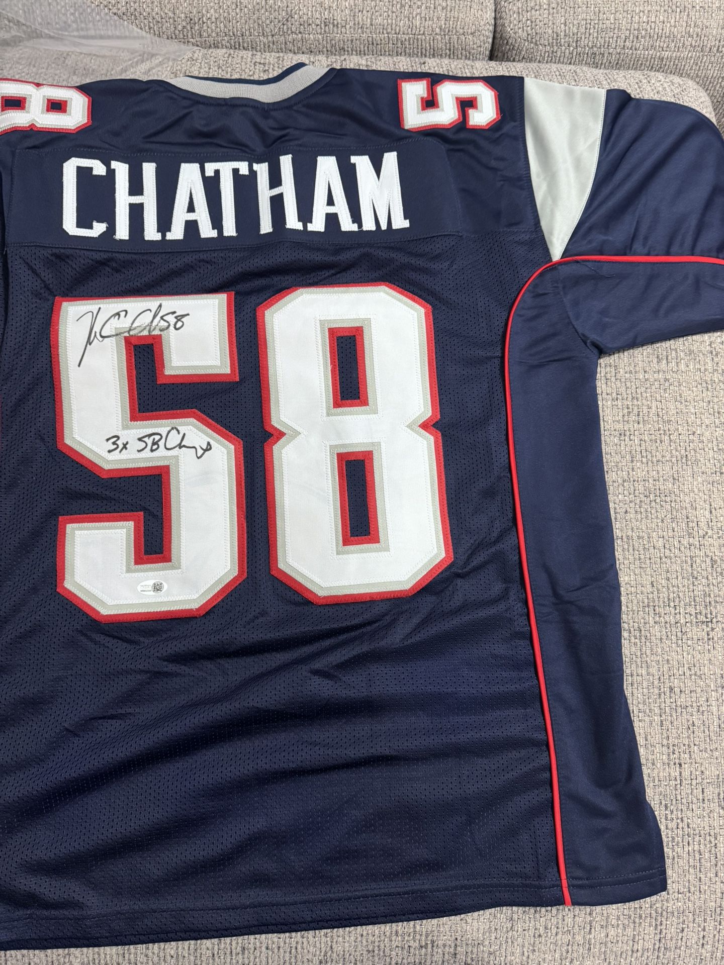 Matt Chatham Signed Autograph Custom Jersey - JSA Coa - New England Patriots