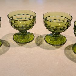4 Beautiful Vintage Green Fostoria Glass Sherbert Dishes