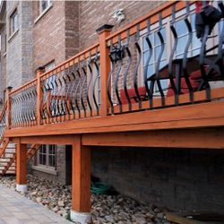 (New in Box) 
TMEE Balusters Iron Deck Spindles,26 Pack Black Staircase Baluster with Screws, 32.25"Metal Deck Spindles and Stairs Railing, Stylish De