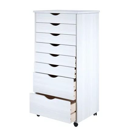 Adeptus Original Roll Cart, Solid Wood, 6+2 Drawer Extra Wide Roll Cart, White White - 11" x 17"