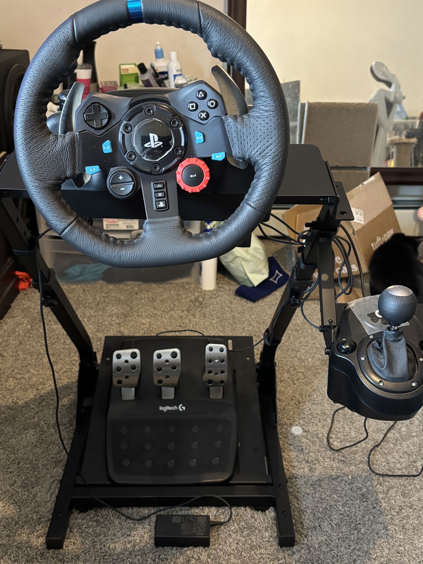 Logitech Steering Wheel, Pedals, Shifter And stand