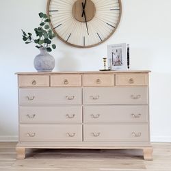 Solid Maple Wood and Taupe Dresser 