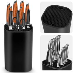 10-Knife Plastic Detachable Knife Holder with Scissor Slot, Sharpening Bar Slot, Space Saver Knife S