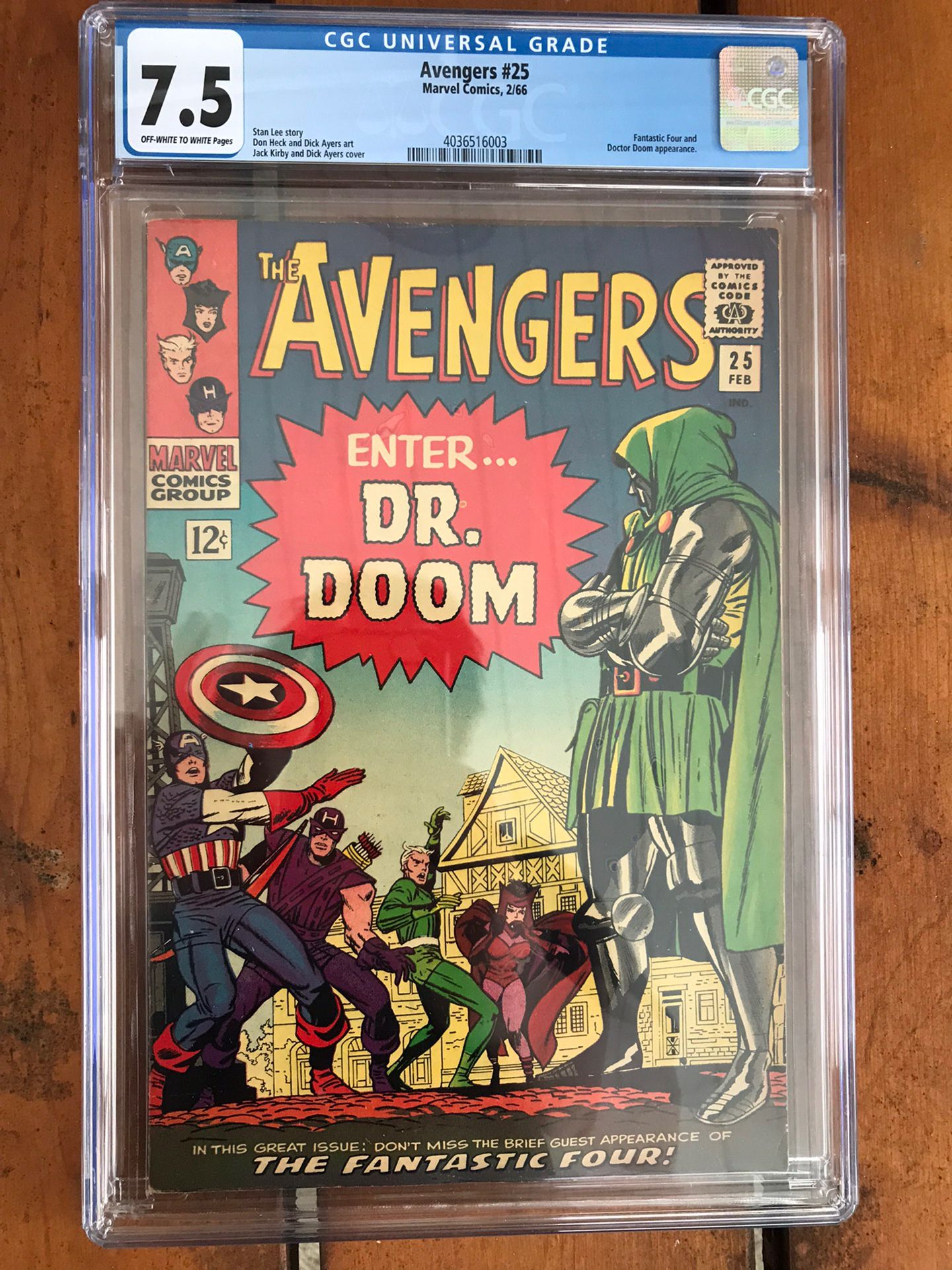 Avengers #25 (1966) CGC 7.5 — O/w to White; Doctor Doom and Fantastic Four app.