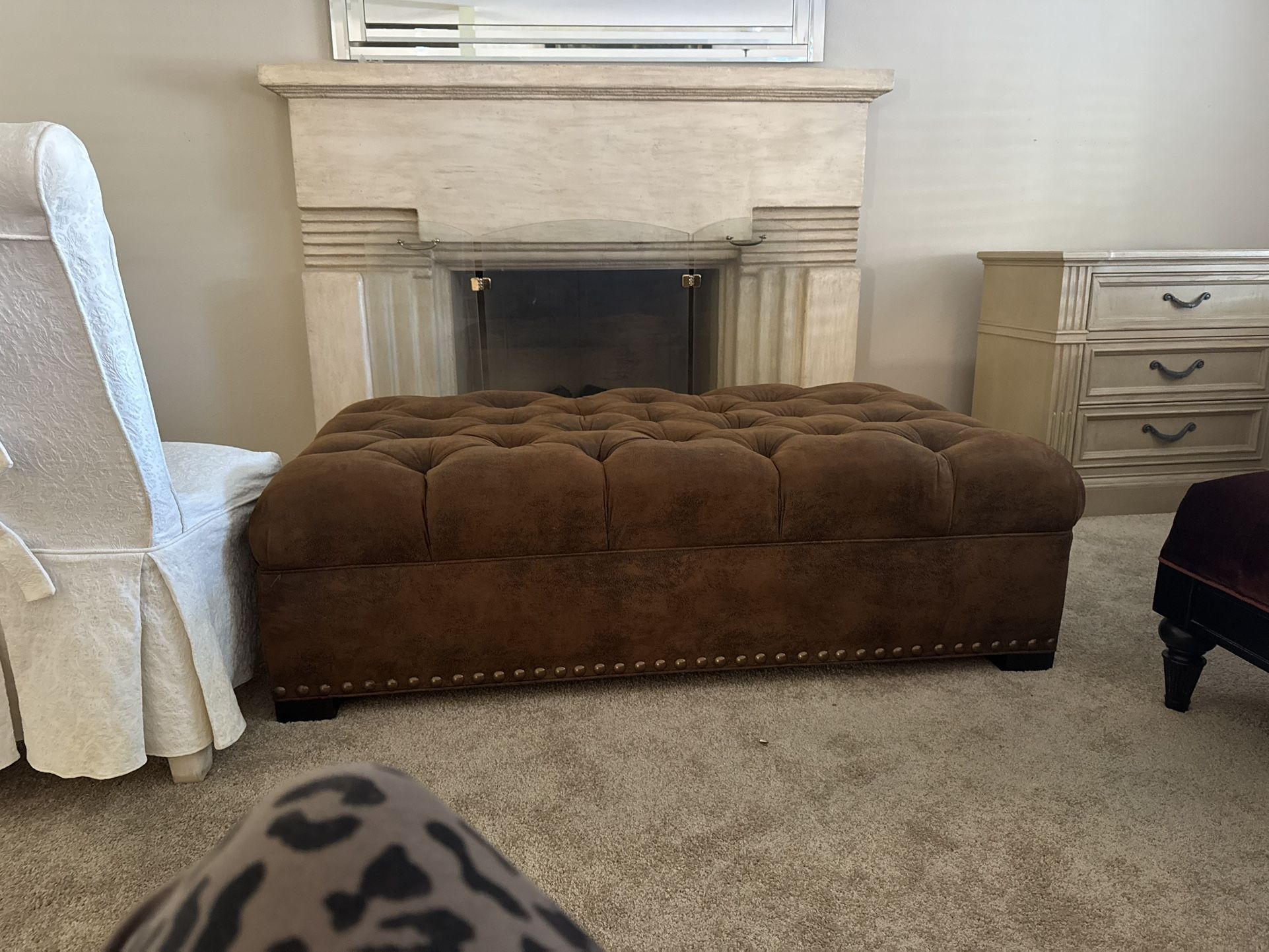 Brown Tufted Ottoman
