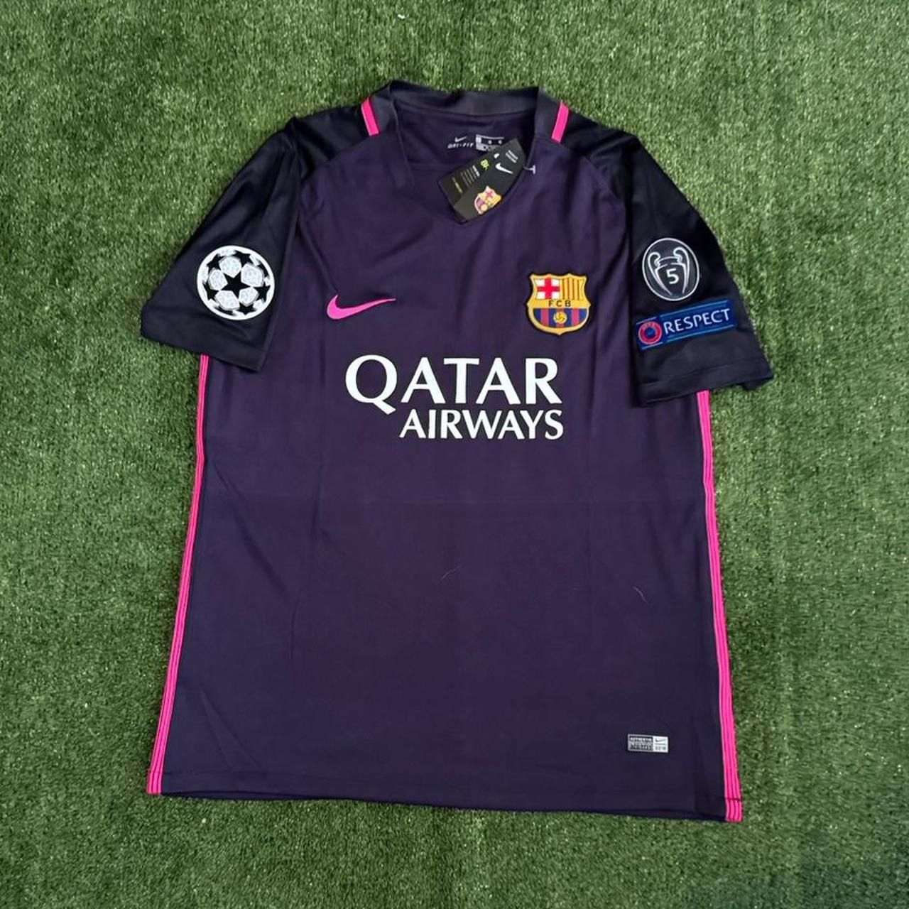 Fc Barcelona 16/17 Season Away Kit Retro Jersey #10 Messi with Champions League Patches !!!