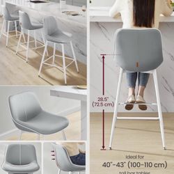 Bar Stools Set of 4. Counter Height Bar Stools with Back, Ergonomic Backrest, Synthetic Leather, Metal Legs, 29 InchTall Barstools for Kit