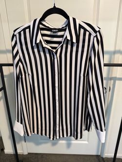 Black and white striped blouse