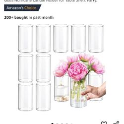 12Pcs Glass Cylinder vases for Centerpieces, 6 Inches Clear Bud Vases for Wedding Decorations,Floral Vase Bulk Flower vases,Tall Glass Hurricane Cancl