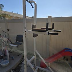 Bench Press, Dumb Bells, And Pull Up bar With Dip Bars
