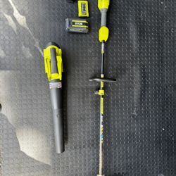 Ryobi 40V String Trimmer, Leaf blower, With Battery And Charger