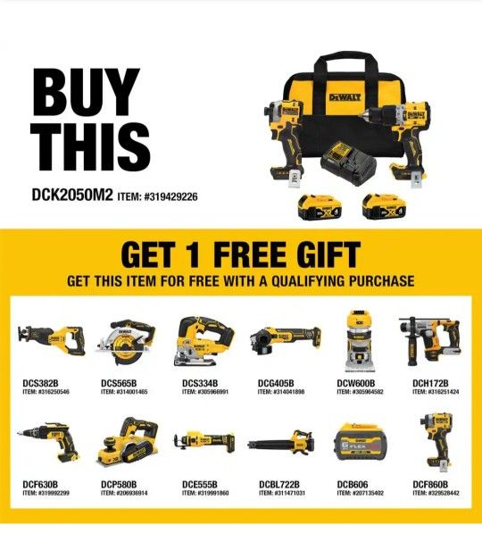 DEWALT
20V MAX XR Hammer Drill and ATOMIC Impact Driver 2 Tool Cordless Combo Kit with (2) 4.0Ah Batteries, Charger, and Bag