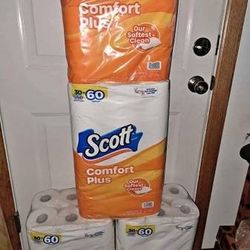 Scott Comfort Plus Toilet Paper! 30 double rolls=60 reg. rolls 