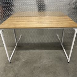 BELLEZE Home Office Computer Desk with White Frame - Barton (Rustic Oak)