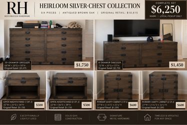 RH Restoration Hardware Heirloom Silver-Chest – 6 Piece Collection