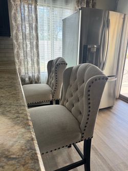 Tufted Wingback Bar Stools Set of 2