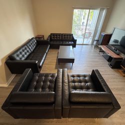 4 Piece IKEA Leather Sofa Set Moving Sale 