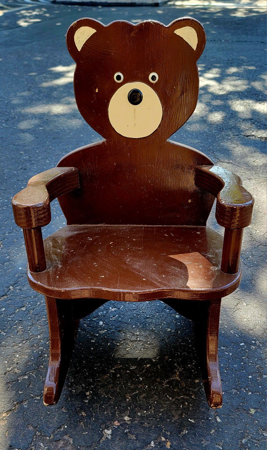 Vintage Toddler Bear Rocking Chair