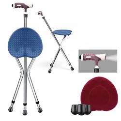 All New Folding Cane Seat Alloy Crutch Chair