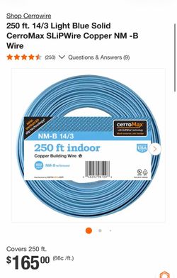 14/3 Blue Romex Wire – 250 FT – New