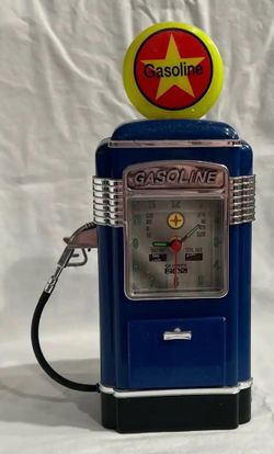 Vintage Style Gasoline Pump Clock/Coin Bank (Cash Only)