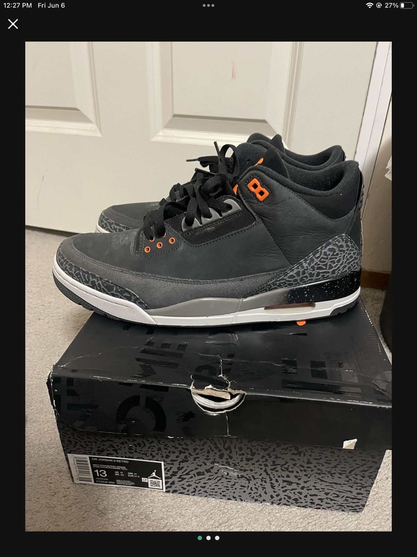 VNDS JORDAN 3 FEAR SIZE 13