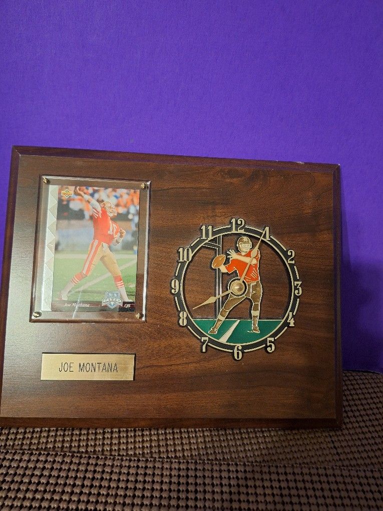 Vintage Joe Montana Super Bowl MVP set Football  Card Wall Clock Chiefs 10"×8"-$35.00