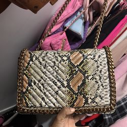 Aldo Snake skin effect crossbody bag with gold chain strap #crossbodybag