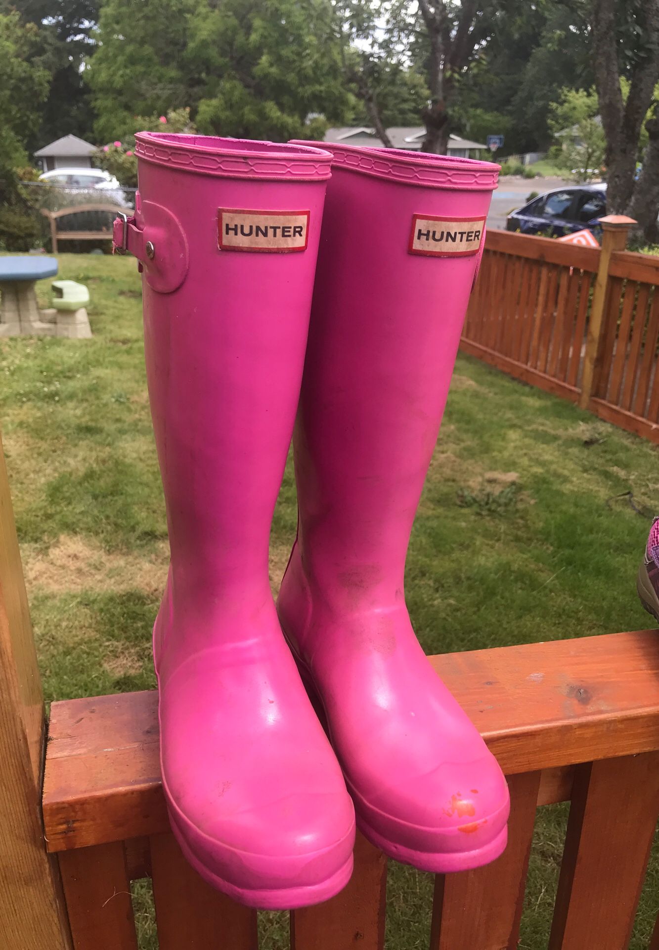 HUNTER pink rain boots 4 kids
