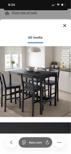 Black Pine Table and Four Chairs