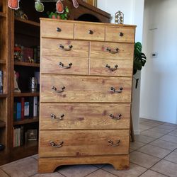 Pine Wood 5 Drawer Dresser (Cottagecore)