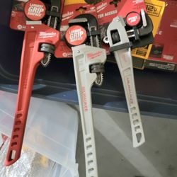 Milwaukee Pipe Wrench-- 18" Metal $40- 18" Aluminum $50  - 14" Aluminum $55