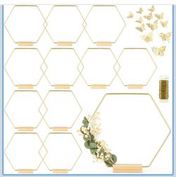 18” Gold Hexagon Metal Floral Hoop Centerpiece Set