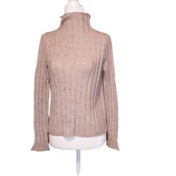 Madewell XS Sweatshirt Sweater Turtleneck Top Speckled Brown Beige Pink wolf blend dimensions pit-pit 19", shoulder-cuff 23.5", shoulder-bottom hem 20