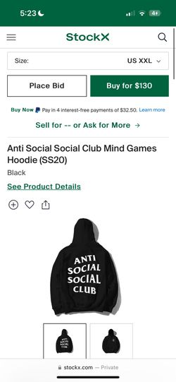 Anti Social Social Club Hoodie New With RFID legit Tag On It