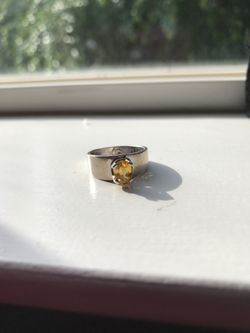 Real Citrine stone silver ring
