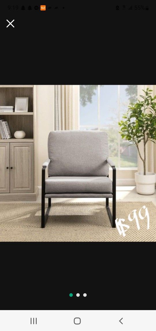 Contemporary Metal Accent Chair -gray /Black,(New In A Box)
