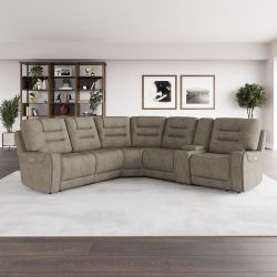 Barcalounger Carmelo Fabric Power Reclining Sectional with Power Headrests