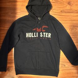 Navy Blue Hollister Zip Up Sweater