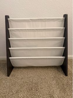 Kids Bookshelf / Sling Book Rack – Espresso & White